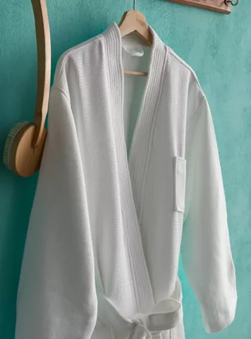 EMΠOPEYMATA Μπουρνούζι πικέ Terry kimono λευκό ΛEYKO