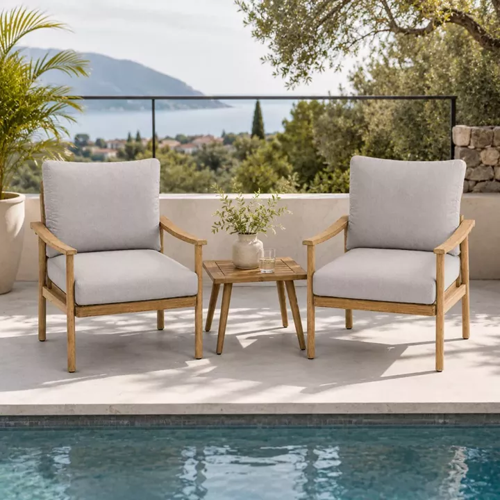 Artekko Alu Σετ Κήπου 3 Τεμαχίων 2x Πολυθρόνες (70x77x72)cm, και Τραπέζι (50x50x44)cm