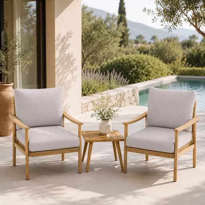 Artekko Alu Σετ Κήπου 3 Τεμαχίων 2x Πολυθρόνες (70x77x72)cm, και Τραπέζι (50x50x44)cm