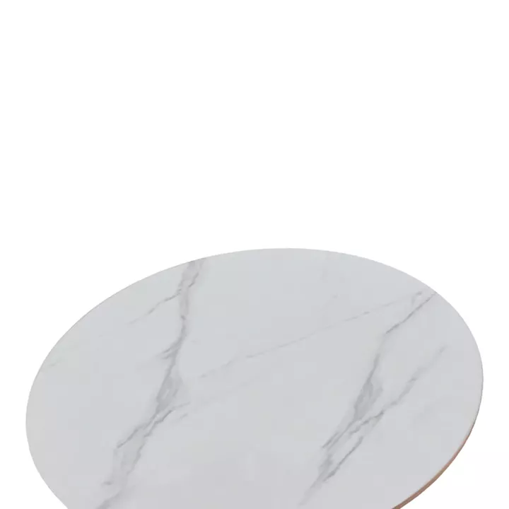 Tραπέζι Balou pakoworld sintered stone σε λευκή απόχρωση με όψη μαρμάρου-βάση λευκό μέταλλο Φ90x73εκ