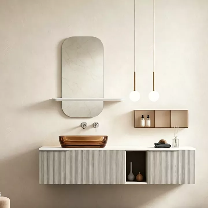 Καθρέπτης Lunaria pakoworld λευκό MDF 60x11.5x60εκ