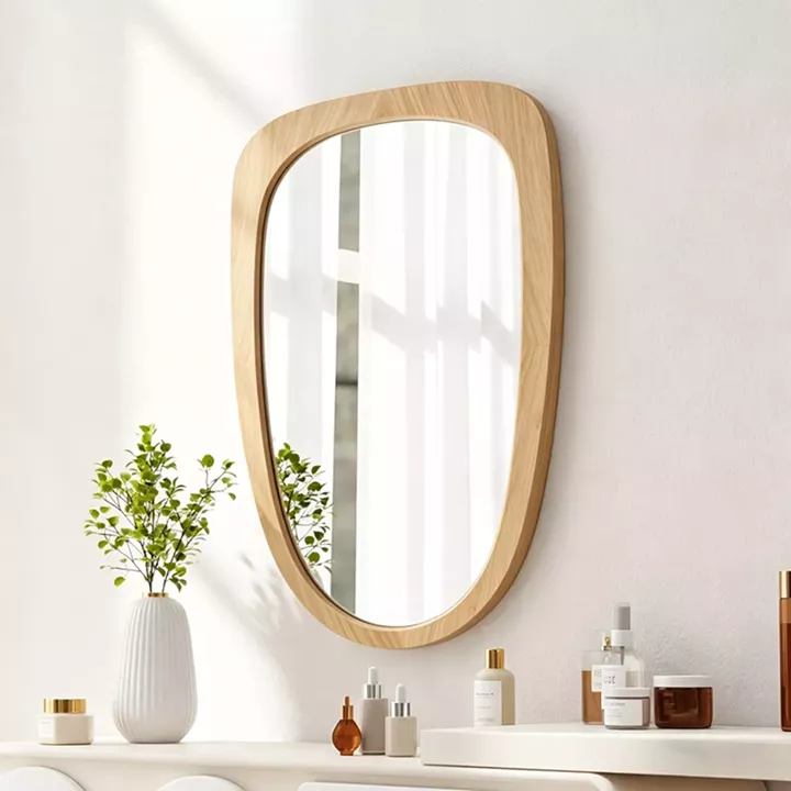 Καθρέπτης Phaedra pakoworld MDF σε φυσική απόχρωση 74x2,5x120 εκ