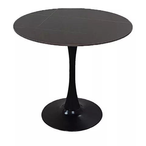 Tραπέζι Balou pakoworld sintered stone σε μαύρη απόχρωση με όψη μαρμάρου-βάση μαύρο μέταλλο Φ120x73εκ