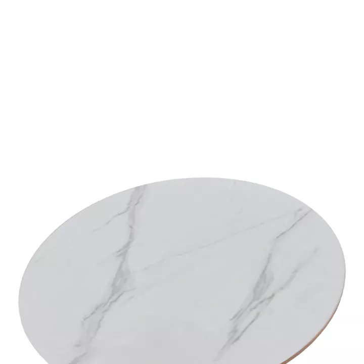 Tραπέζι Balou pakoworld sintered stone σε λευκή απόχρωση με όψη μαρμάρου-βάση λευκό μέταλλο Φ120x73εκ