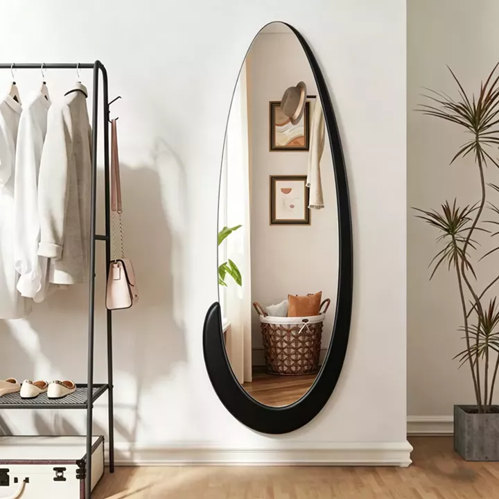 Καθρέπτης οβάλ Marly pakoworld μαύρο MDF 50.5x4x127εκ