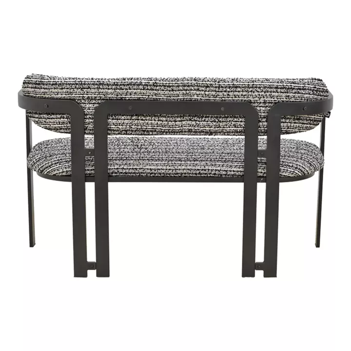 2-seater Berdona pakoworld black and white fabric-black metal leg 120x47x78cm
