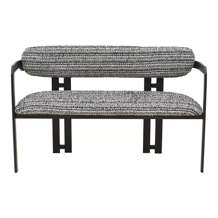 2-seater Berdona pakoworld black and white fabric-black metal leg 120x47x78cm