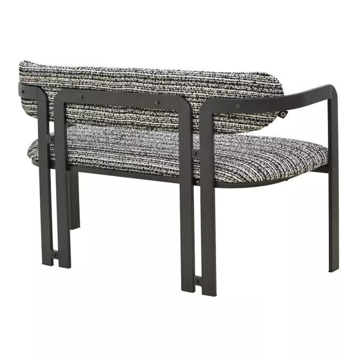 2-seater Berdona pakoworld black and white fabric-black metal leg 120x47x78cm
