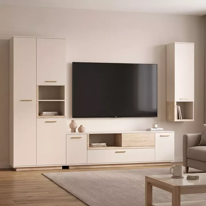 Living room set Norda pakoworld cream with oak color 187x40x58.4cm