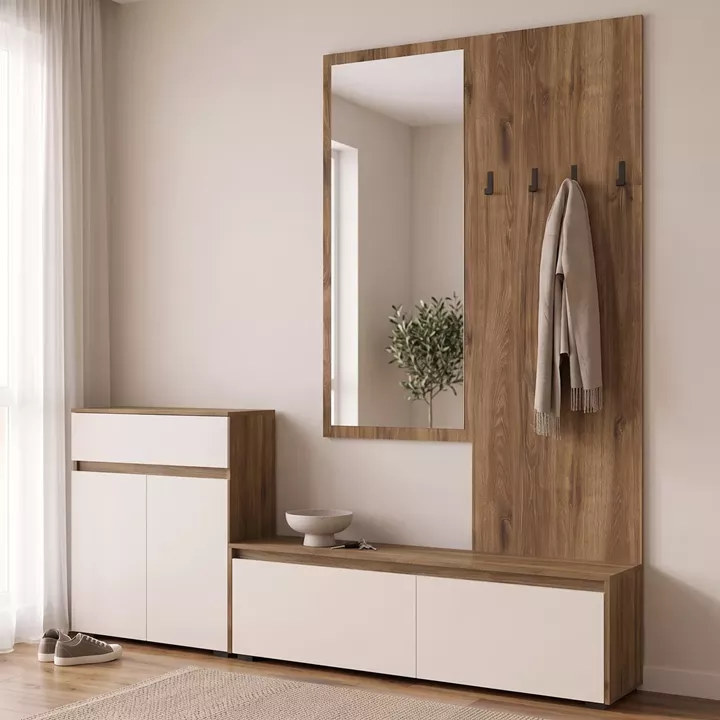 Έπιπλο εισόδου Ansia pakoworld καρυδί oak 210x44,7x175εκ