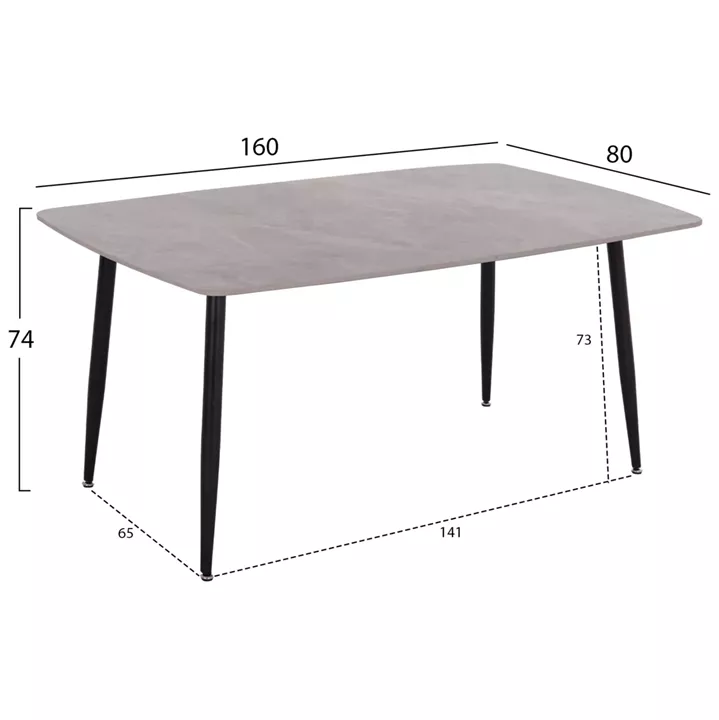 DINING SET 5PCS CORNEL HM10943.01 GREY MARBLE TOP-GREY FABRIC