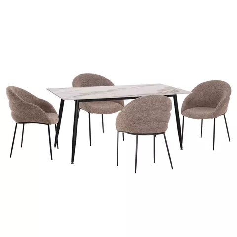 ΣΕΤ ΤΡΑΠΕΖΑΡΙΑΣ 5ΤΜΧ DRENNY HM10952.03 ΚΕΡΑΜΙΚΟ TOP--ΥΦΑΣΜΑ TAUPE & ΜΕΤΑΛ.ΠΟΔΙΑ