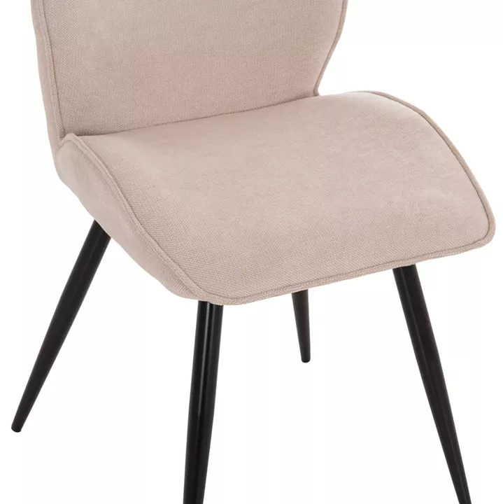 DINING SET 5PCS GAFF HM10955.02 CERAMIC TOP--FABRIC IN BEIGE & BLACK METAL LEGS