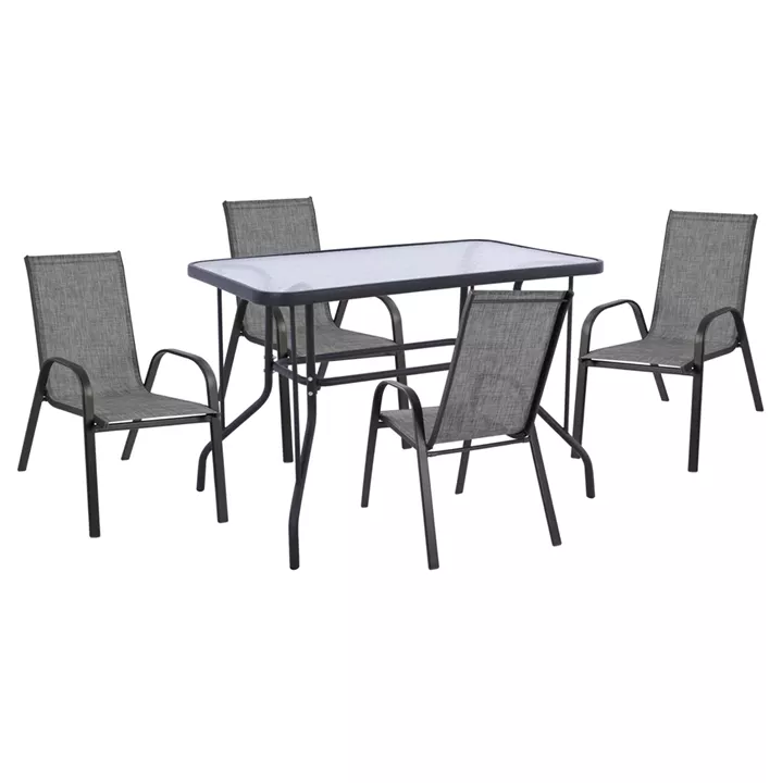 ΣΕΤ ΤΡΑΠΕΖΑΡΙΑΣ 5ΤΜΧ ADAM HM10897.01 ΤΡΑΠΕΖΙ 110x60εκ & 4 ΠΟΛΥΘΡΟΝΕΣ--ΓΚΡΙ