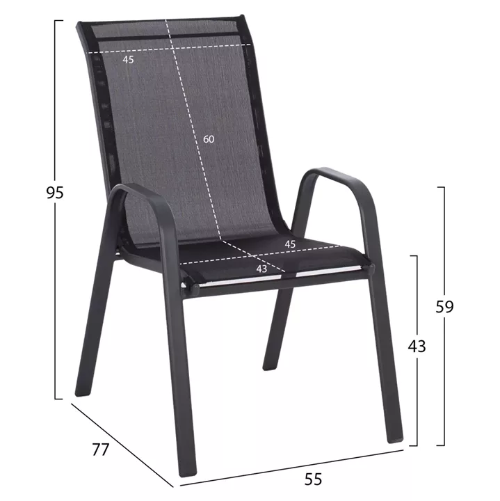 ΣΕΤ ΤΡΑΠΕΖΑΡΙΑΣ 5ΤΜΧ ADAM HM10897.03 ΤΡΑΠΕΖΙ 110x60εκ & 4 ΠΟΛΥΘΡΟΝΕΣ--ΜΑΥΡΟ