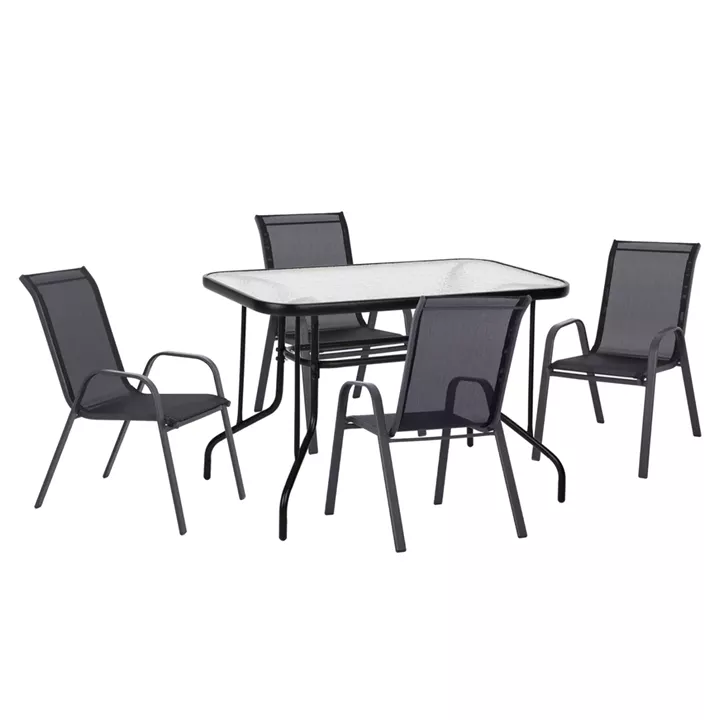 ΣΕΤ ΤΡΑΠΕΖΑΡΙΑΣ 5ΤΜΧ ADAM HM10897.03 ΤΡΑΠΕΖΙ 110x60εκ & 4 ΠΟΛΥΘΡΟΝΕΣ--ΜΑΥΡΟ