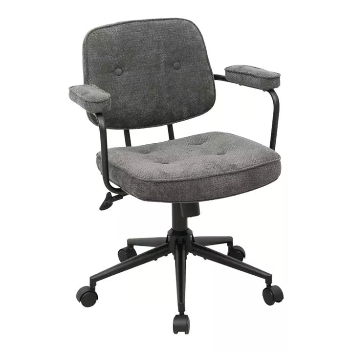 Καρέκλα γραφείου Leberta pakoworld ανθρακί ύφασμα 64x63,5x86-96εκ