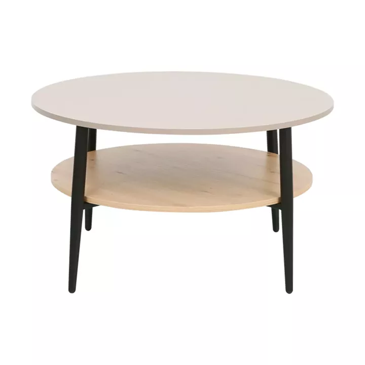 Coffee table Kody pakoworld cappuccino with black metal D80x45cm
