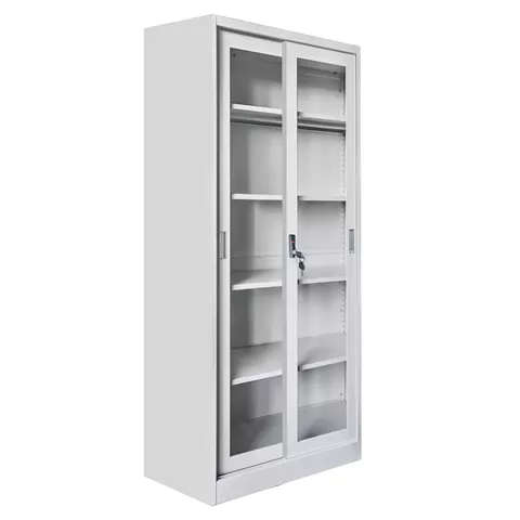 BOOKCASE WITH SLIDING DOORS SIDER HM6632.02 METAL IN WHITE 90x40x185Hcm