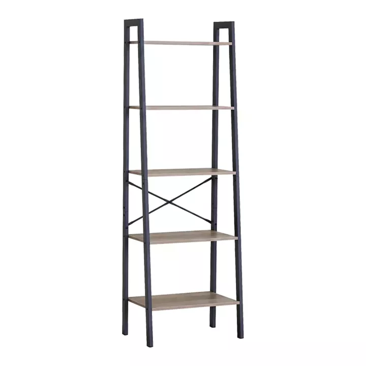 Βιβλιοθήκη Jebia pakoworld oak με μαύρο μέταλλο 56x37x172.2εκ