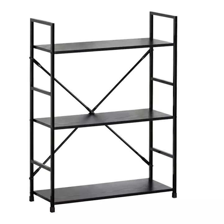 Βιβλιοθήκη-ραφιέρα Manlo pakoworld μαύρο μέταλλο 58.6x23.5x80εκ