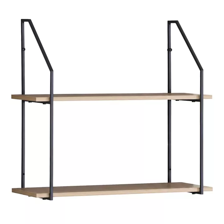 Ραφιέρα τοίχου Fema pakoworld oak με μαύρο μέταλλο 60x20x52εκ