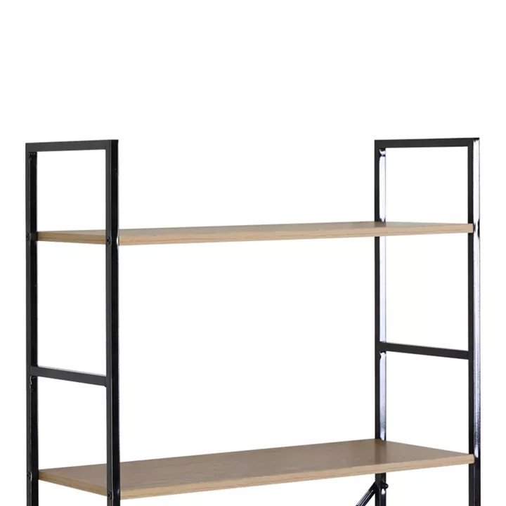 Bookcase Manlo pakoworld oak with black metal 58.6x23.5x144cm