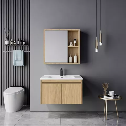 Sinkea pakoworld oak countertop with sink and mirror
