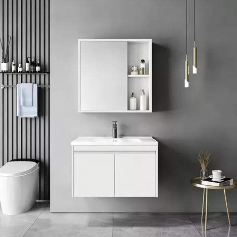 Sinkea pakoworld white color countertop with sink and mirror