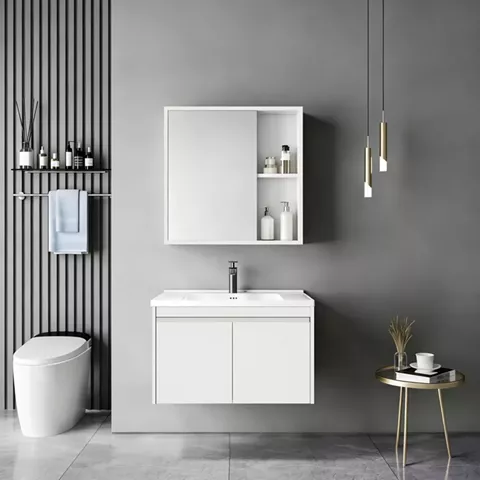 Sinkea pakoworld white countertop with sink and mirror