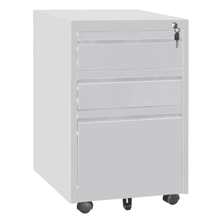 OFFICE CHEST OF DRAWERS SIDER HM6635.02 METAL IN WHITE--3 DRAWERS WITH LOCK 39x50x60Hcm.