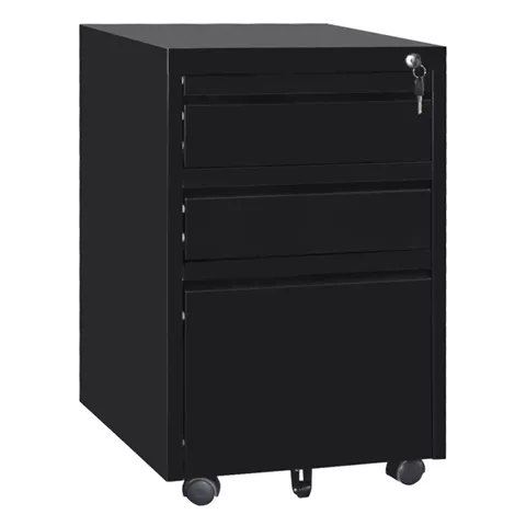OFFICE CHEST OF DRAWERS SIDER HM6635.01 METAL IN BLACK--3 DRAWERS WITH LOCK 39x50x60Hcm.