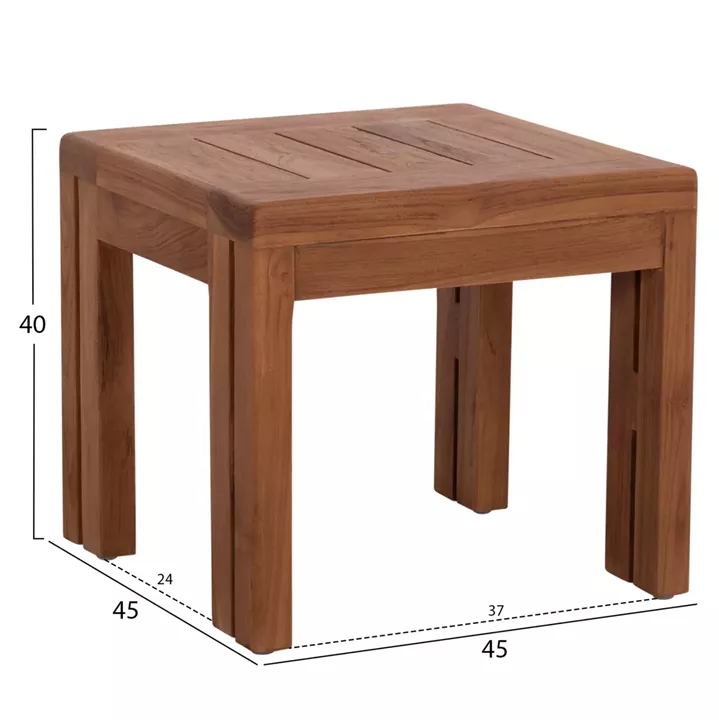 LOUNGE SET KIOTO HM10960 COFFEE TABLE & 2 LOUNGE ARMCHAIRS--TEAK WOOD-BEIGE CUSHIONS