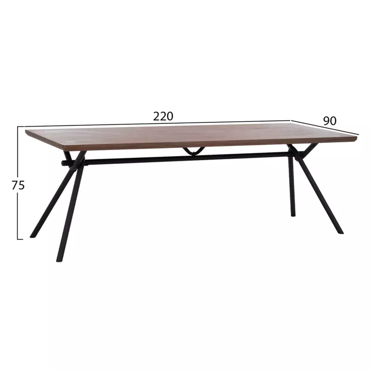 DINING SET 7PCS MANDY HM10957.03 MDF TOP--FABRIC IN TAUPE & BLACK METAL LEGS