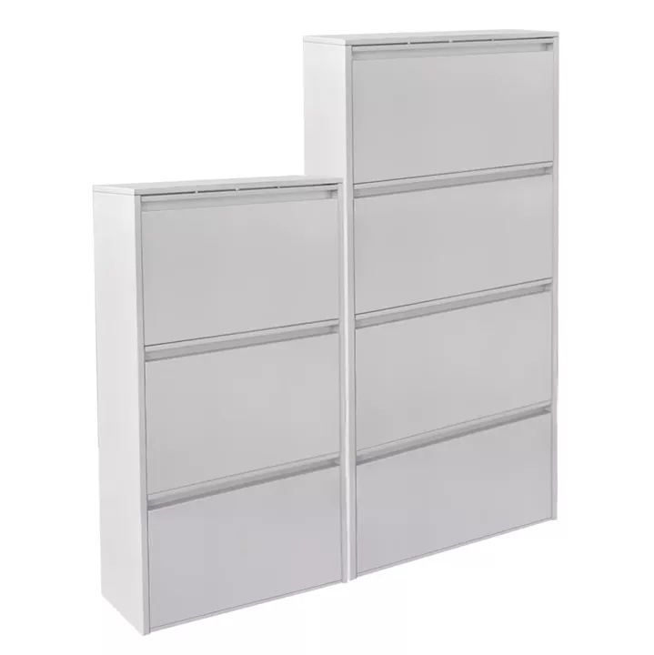 SET 2 SHOE CABINETS STARK HM10994.02 METAL IN WHITE--3+4 MAGNETIC DOORS