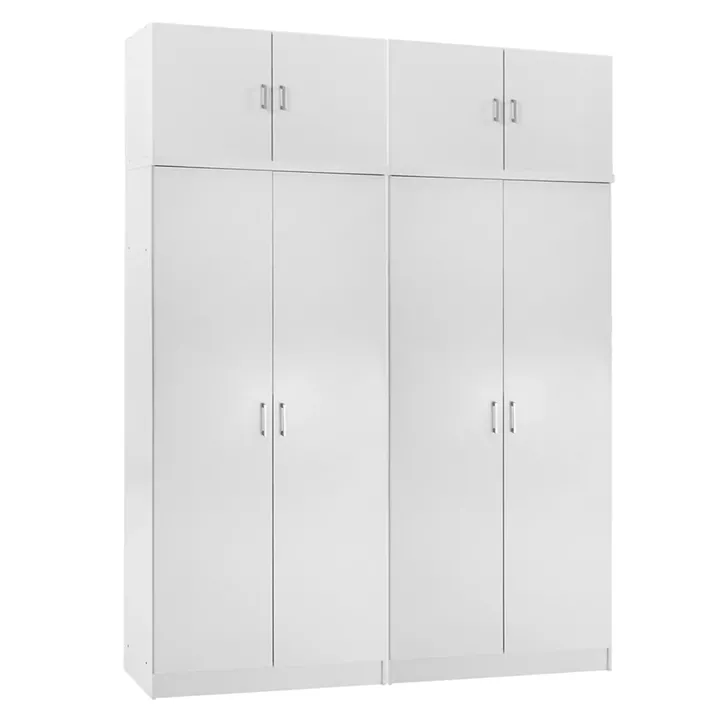 TWO WARDROBES 2-LEAF WITH LOFTS JENNA HM11350.05 MELAMINE IN WHITE 160x43x240Hcm.