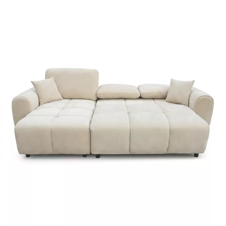 CORNER SOFABED REVERSIBLE GERT HM3349.02 BEIGE CHENILLE FABRIC 252x146x87Hcm.