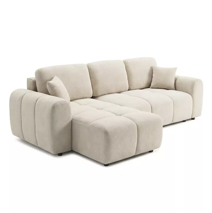 CORNER SOFABED REVERSIBLE GERT HM3349.02 BEIGE CHENILLE FABRIC 252x146x87Hcm.