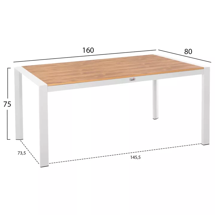 OUTDOOR DINING SET 5PCS MAGNET HM10997.01 ALUMINUM IN WHITE--POLYWOOD--P.E.ROPE