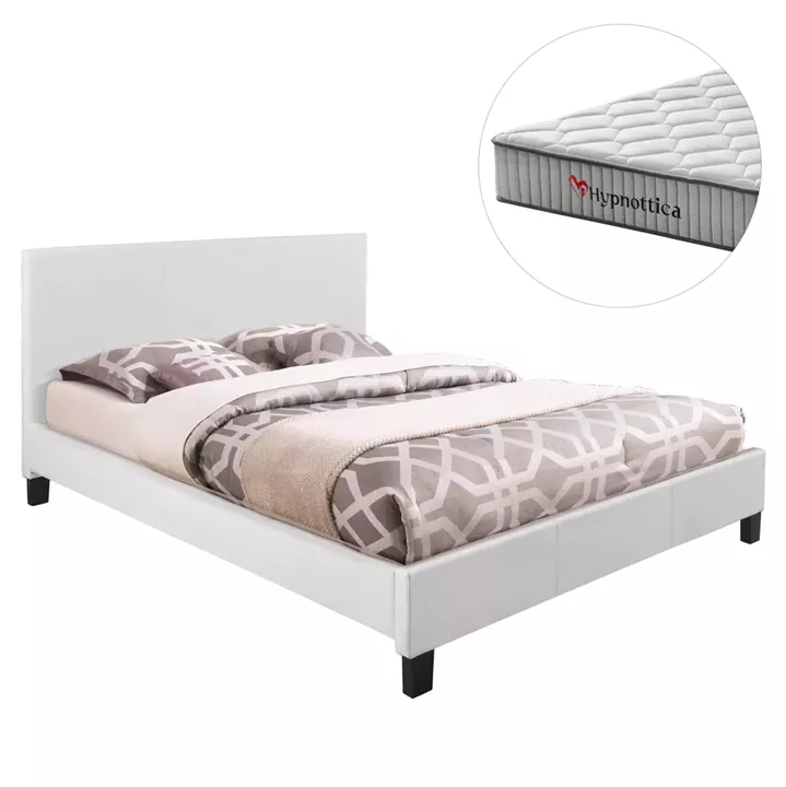 BED WITH MATTRESS BECCA HM10760.01 WHITE PU--FOR MATTRESS 150x200cm