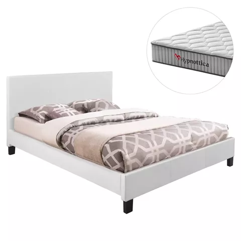 ΚΡΕΒΑΤΙ ΜΕ ΣΤΡΩΜΑ BECCA HM10760.01 ΛΕΥΚΟ PU--ΓΙΑ 150x200εκ