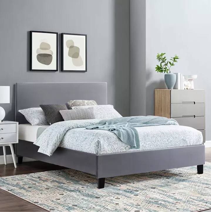 BED WITH MATTRESS BECCA HM10760.02 GREY FABRIC--FOR MATTRESS 150x200cm