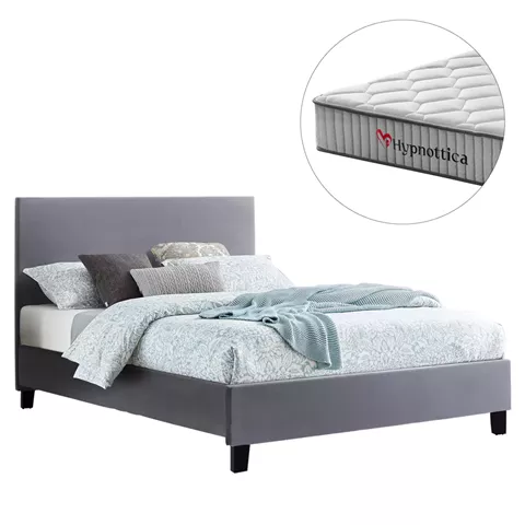 ΚΡΕΒΑΤΙ ΜΕ ΣΤΡΩΜΑ BECCA HM10760.02 ΓΚΡΙ ΥΦΑΣΜΑ--ΓΙΑ 150x200εκ