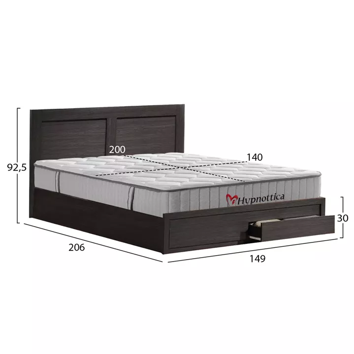 ΚΡΕΒΑΤΙ ΔΙΠΛΟ CAPRI ΜΕ ΔΥΟ ΣΥΡΤΑΡΙΑ & ΣΤΡΩΜΑ HM10759.01 ΜΕΛΑΜΙΝΗ ZEBRANO--ΓΙΑ 140x200εκ.