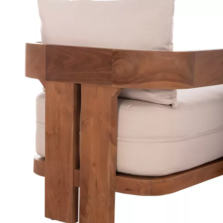 CHAISE LOUNGE WITH CUSHIONS SERIES KIOTO HM6385 TEAK WOOD IN NATURAL 165x70x64Hcm.