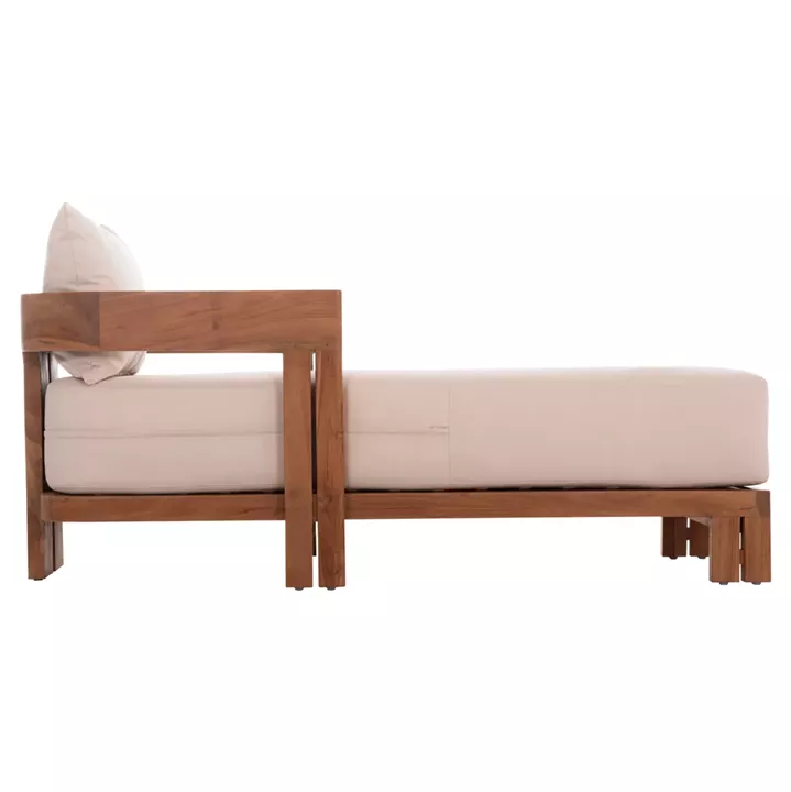 CHAISE LOUNGE WITH CUSHIONS SERIES KIOTO HM6385 TEAK WOOD IN NATURAL 165x70x64Hcm.