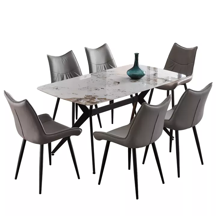 ΣΕΤ ΤΡΑΠΕΖΑΡΙΑΣ 7ΤΜΧ AIKA HM21364 ΚΕΡΑΜΙΚΟ TOP/ΜΕΤΑΛ. ΠΟΔΙΑ--PU ΓΚΡΙ/ΜΕΤΑΛ.ΠΟΔΙΑ
