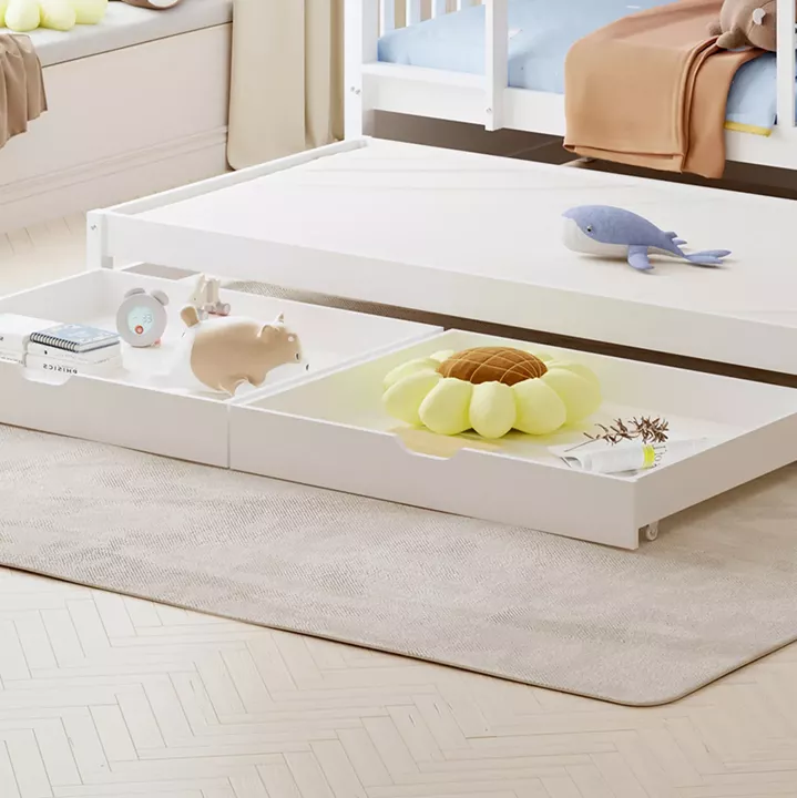 KIDS' BUNK BED WITH MATTRESSES & DRAWERS TRIPLON HM10996 PINE WOOD IN WHITE 207x97x168Hcm.
