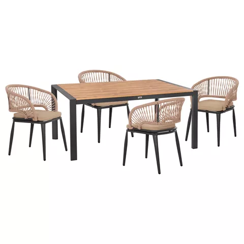 OUTDOOR DINING SET 5PCS MAGNET HM10997.03 ALUMINUM IN ANTHRACITE--POLYWOOD--P.E.ROPE