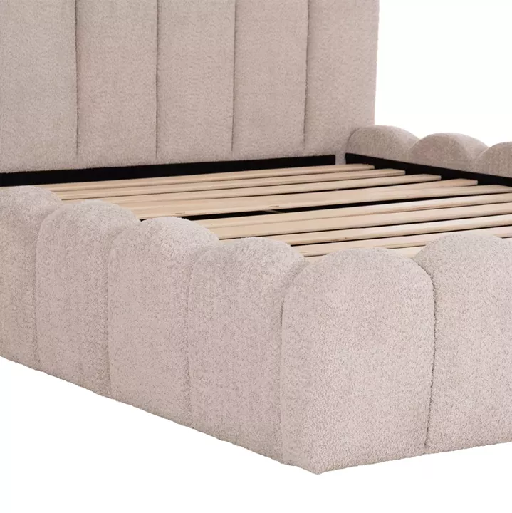 DOUBLE BED MARIUS HM759.03 BEIGE CHENILLE FABRIC--FOR MATTRESS 160x200cm.